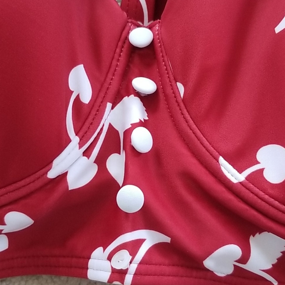 Modcloth Swim Hannah Red White Cherry Bikini Top Button Read Poshmark